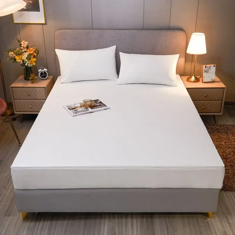 WASAR 6-Side fully enclosed mattress protector cover with zipper luxury bedding single double bed sheet protection pad king size