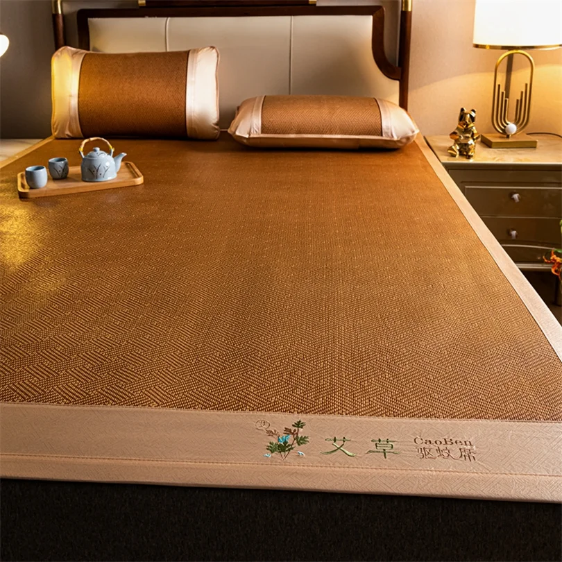 Natural Bamboo Cooling Mat for Bed Grade A Comfortable Ice Silk Bed Mat Cool Naked Sleeping Skin Friendly Non Slip Summer Pad