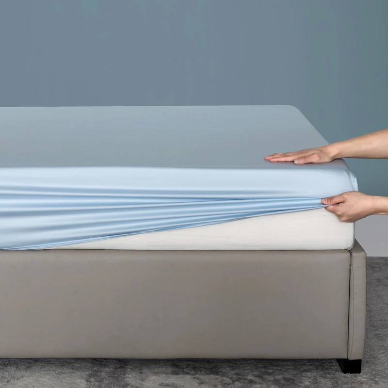 100% Bamboo Fitted Sheet with Elastic Band Smooth Cooling Bedsheet 1000 Thread Count Anti-slip Mattress Cover for Queen King Bed