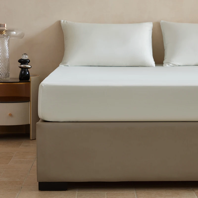Luxury Mulberry Silk Fitted Bed Sheet with Elastic Bands High End Mattress Cover Customized Bed Cover Smooth Ultra Soft Bedding