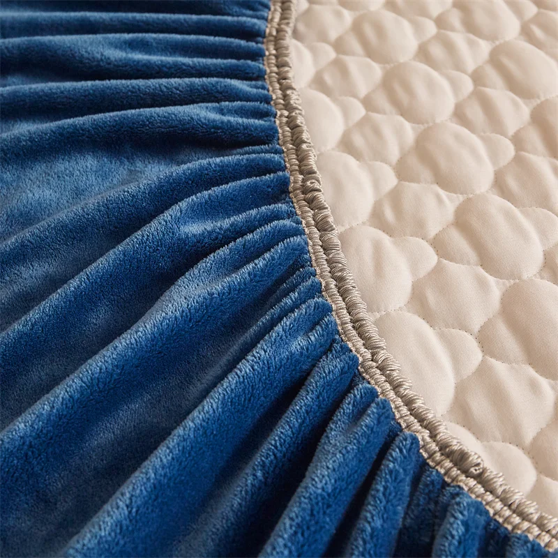 WASART Winter warm coral fleece mattress protector cover king size 2 people double bed elastic fitted sheet style protection pad