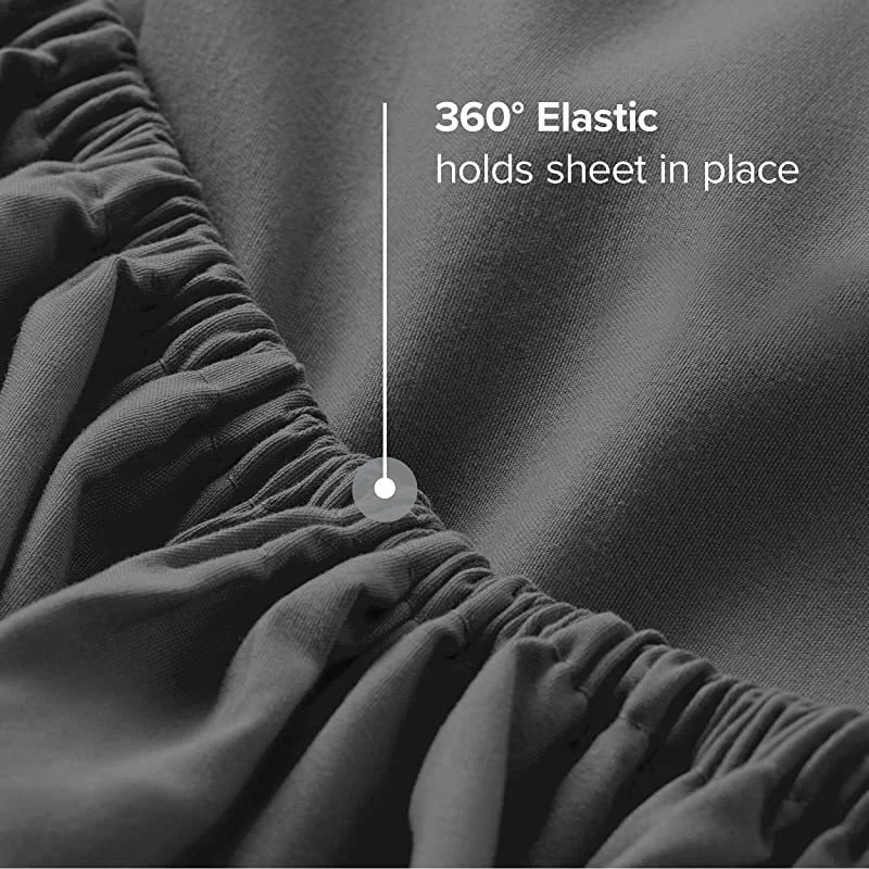 100% Cotton Fitted Bed Sheet with Elastic Band Solid Color Anti-slip Adjustable Mattress Cover for Single Double King Queen Bed