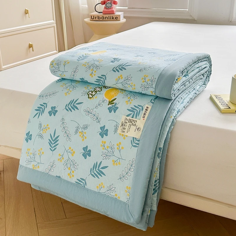 100% Cotton Inside and Outside Summer Quilt Lightweight Ultra Soft Thin Quilt Air Conditioning Quilts Pure Cotton Blanket Ins