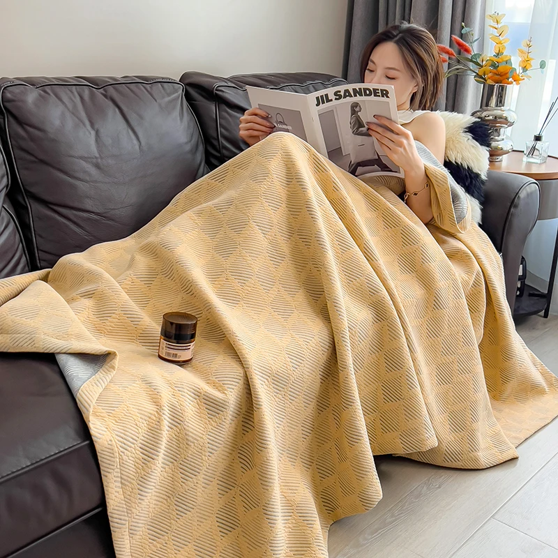 Pure Cotton Throw Blanket Soft Muslin Throws Blankets for Couch, Sofa, Bed Luxury Lightweight Boho Large Summer Blanket Quilt