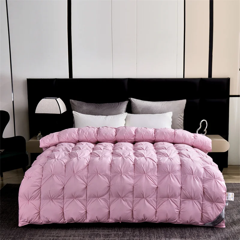 High End White Goose Dwon Comforter 3D Fluffy Luxury Duvet Insert Quilted Five-Star Hotel Winter Thick Cozy Quilt Customized