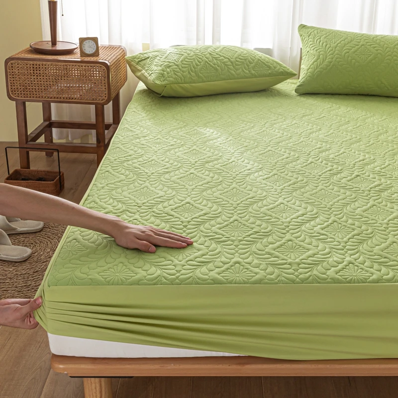 3pcs Set Waterproof Mattress Cover and Pillowcase, 100% Waterproof Mattress Protector, Non-Slip Adjustable Anti-Mite Bedding Set