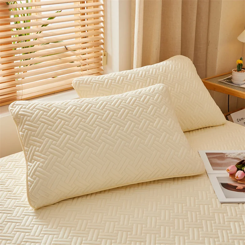3pcs/set Quilted Mattress Cover Cotton Soft Anti-bacterial Breathable Bed Pad Mat Mattress Protector Toper Cover with Pillowcase