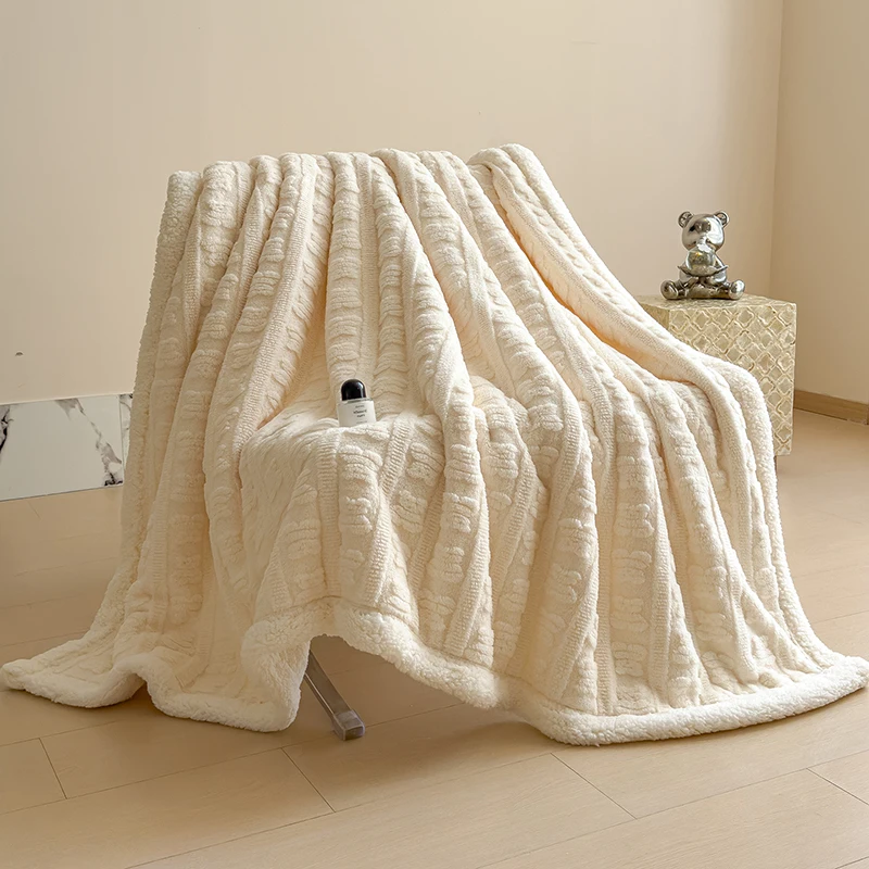 Thicken Sherpa Fleece Blanket Autumn Winter Warm Bed Blankets Double Layer Cozy Soft Fluffy Sofa Blankets Breathable Bed Cover