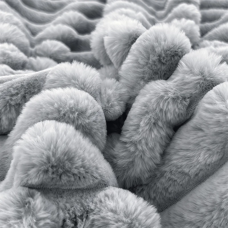 WASART Fluffy Rabbit Plush Fitted Sheet Elastic Mattress Cover Warm Winter Coral Fleece bed linens Luxury Double Bed King Size