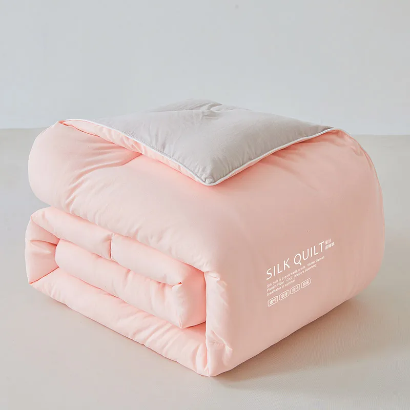 Mulberry Silk Quilt with 100% Silk Filling Temperature Control Comforter Reversible Bed Blanket Luxury Soft Quilts Cotton Cover