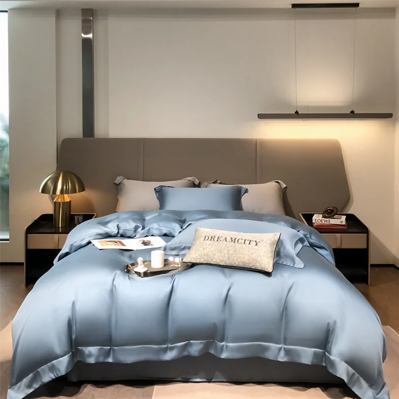 100% Organic Bamboo Bedding Set with Duvet Cover Fitted/Flat Sheet Pillowcase Luxury Silky Bedsheet Bed Linens Queen King Size