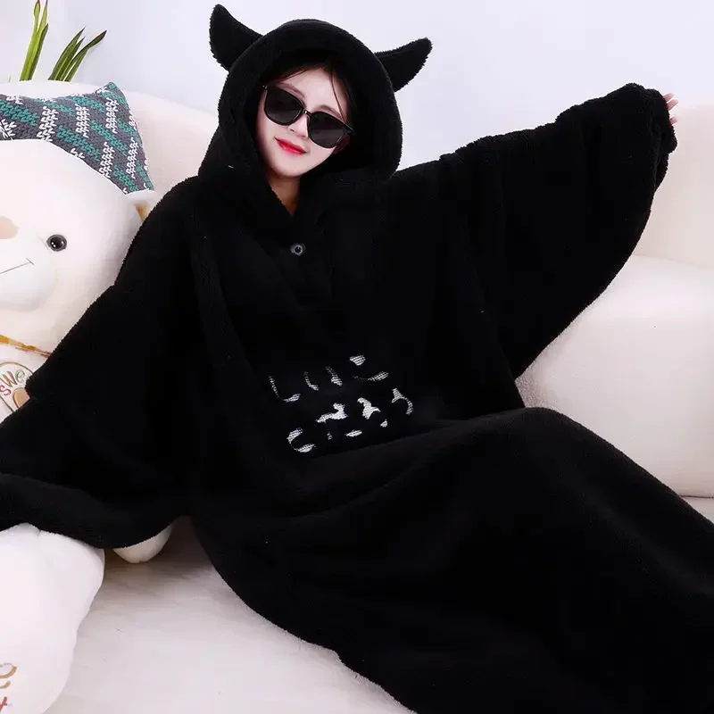 WASART Winter soft fleece blanket with sleeves hooded Sweater blanket ultra plush oversized outdoor warm flannel hoodie blanket